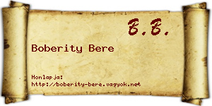 Boberity Bere névjegykártya
